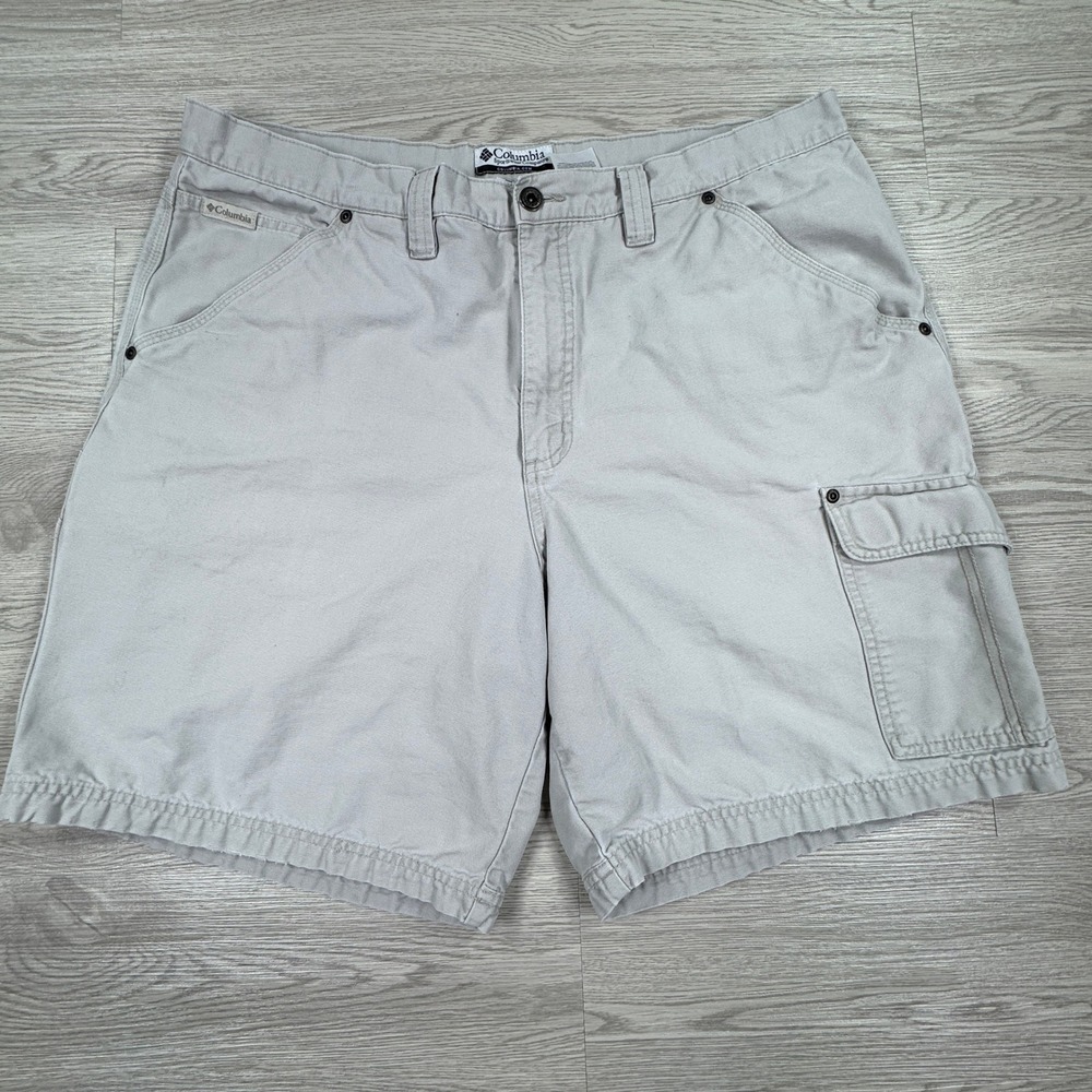 Columbia Mens Cargo‎ Shorts AM4423 Tan 40 Cotton Canvas Utility Hiking Outdoor